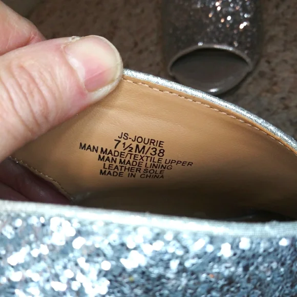 Jessica Simpson Jourie Sparkly Silver Glitter, Peep Toed Stiletto Heeled Shootie - Picture 7 of 12